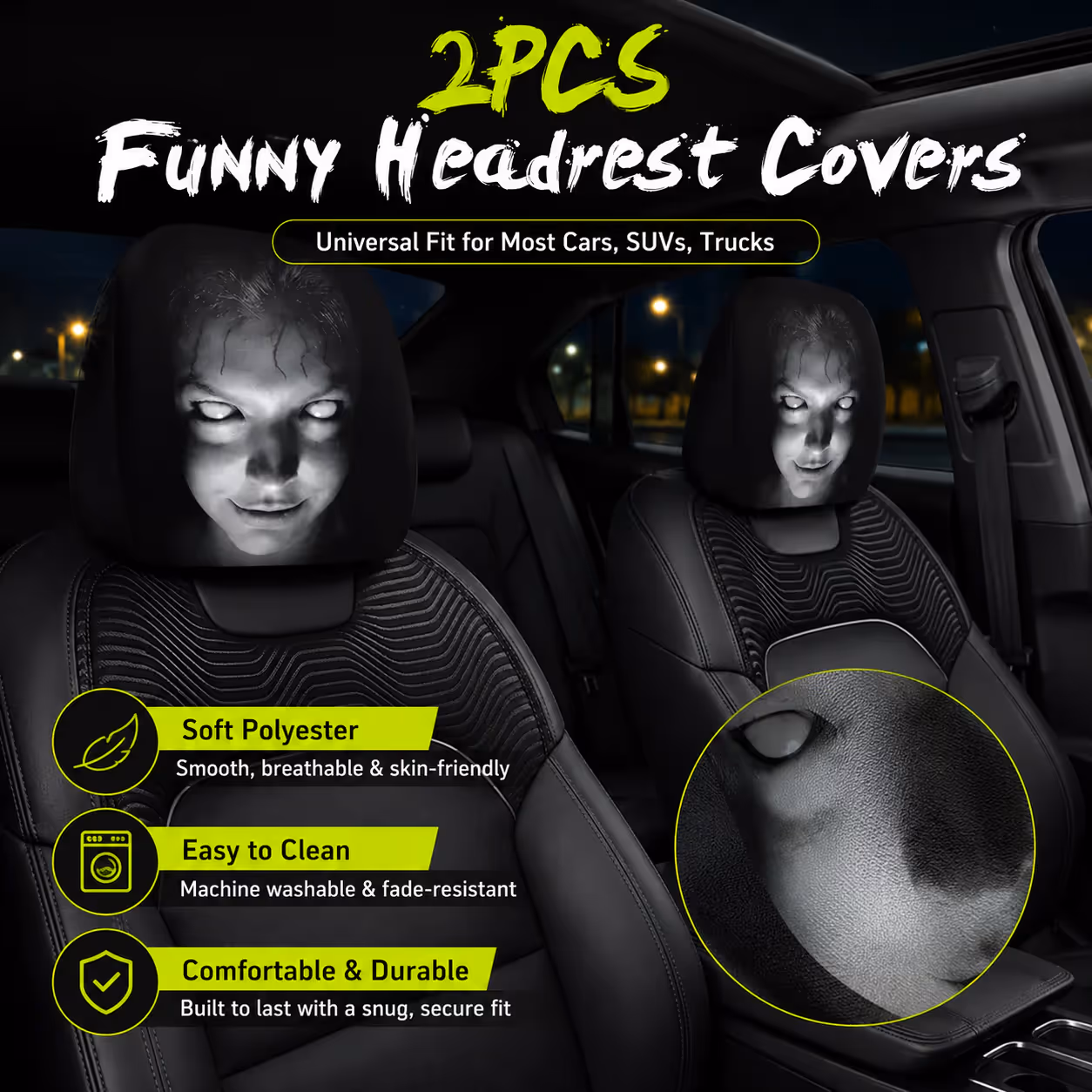 Easy to install headrest covers